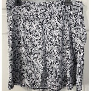 Eddie Bauer Womens XL Skirt Black White Palm Leaf‎ Print Active Hiking Travel
